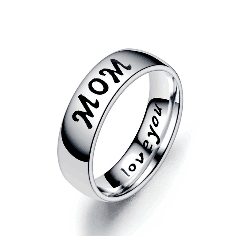Family Member Letters Stainless Steel Ring