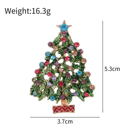 Cute Pin Christmas Tree Wreath Zinc Alloy Enamel Plating Inlay Rhinestones Unisex Brooches