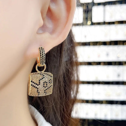 1 Pair Elegant Vintage Style Streetwear Leopard Copper Zircon 18K Gold Plated Drop Earrings Earrings