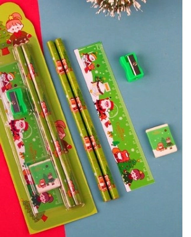 1 Set Christmas House Christmas Tree Learning Christmas Plastic Cartoon Style Stationary Sets