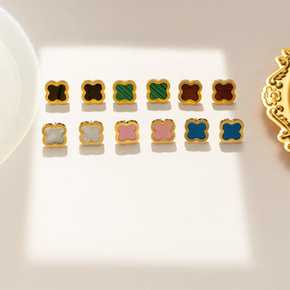 Quadrilateral Geometric Stainless Steel 18K Gold Plated Stud Earrings