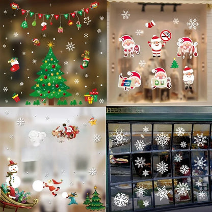 Christmas Cartoon Style Christmas Socks Snowman PVC Holiday Car Window Stickers