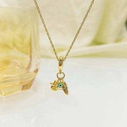 Titanium Steel Copper Plating Heart Shape Flower Bow Knot Pendant Necklace