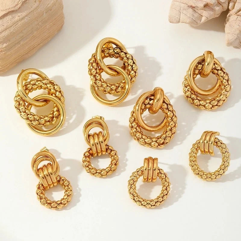 1 Pair Basic Minimalist Geometric Hollow Out 304 Stainless Steel 18K Gold Plated Ear Studs