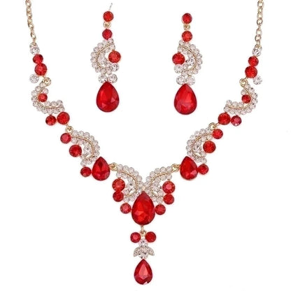 Bridal Geometric Alloy Inlay Rhinestones Earrings Necklace