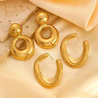 1 Pair Casual Minimalist Streetwear Geometric Plating 304 Stainless Steel Drop Earrings