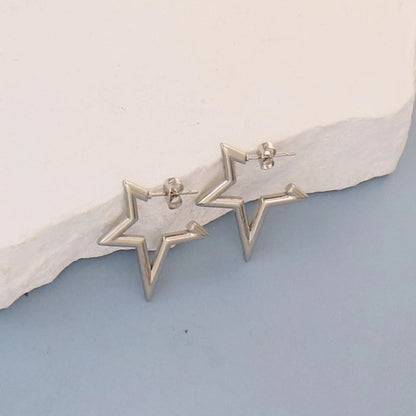 1 Pair Minimalist Round Square Heart Shape 304 Stainless Steel Earrings