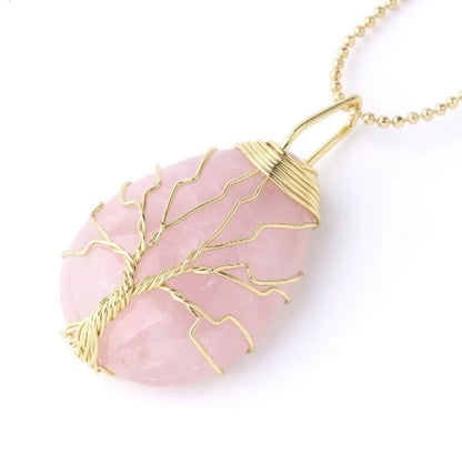 Ig Style Minimalist Tree Water Droplets Natural Stone Crystal Opal Women's Pendant Necklace Necklace Pendant