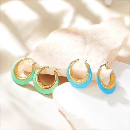 1 Pair Elegant Vintage Style Luxurious Geometric Epoxy 304 Stainless Steel Gold Plated Earrings