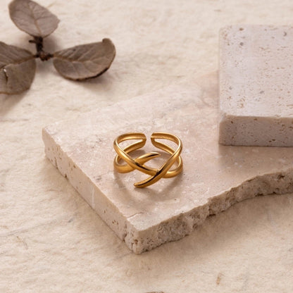 INS Style Minimalist Solid Color Snake 304 Stainless Steel Plating Hollow Out Open Ring