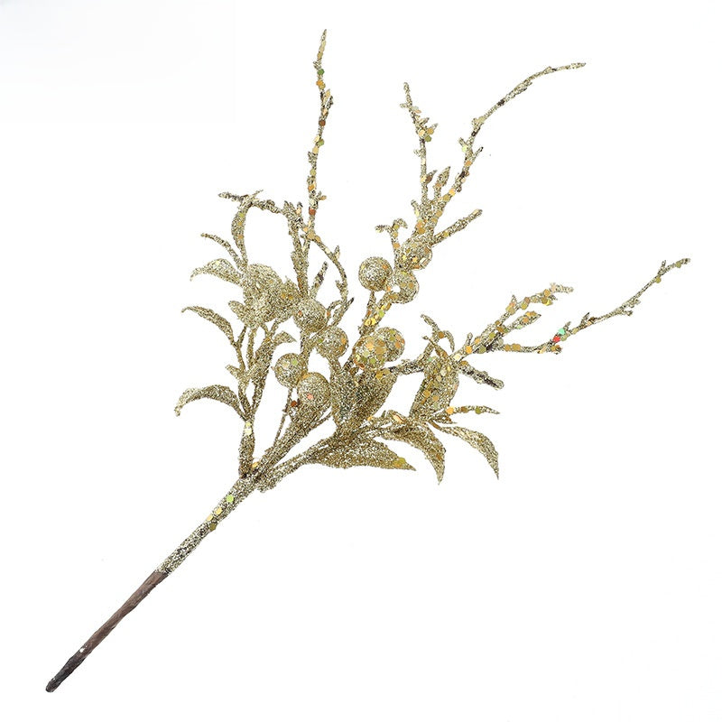 Christmas Tree Flower Arrangement Gold Powder Real Christmas Fruit Spike Branches Scene Atmosphere Decoration Supplies