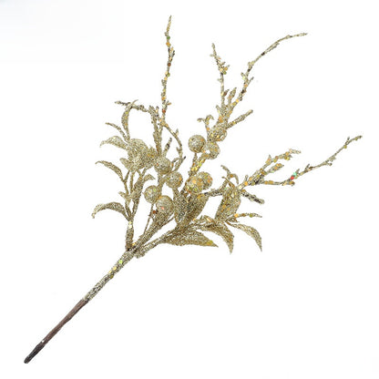 Christmas Tree Flower Arrangement Gold Powder Real Christmas Fruit Spike Branches Scene Atmosphere Decoration Supplies