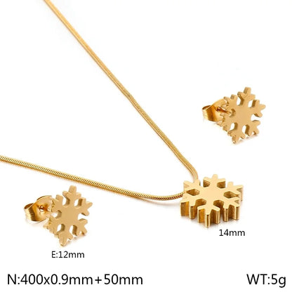 Casual Minimalist Snowflake 304 Stainless Steel 18K Gold Plated Jewelry Set