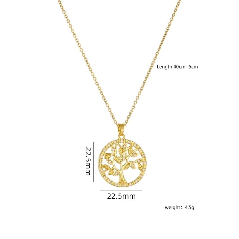 304 Stainless Steel Copper Heart Shape Life Tree Pendant Necklace