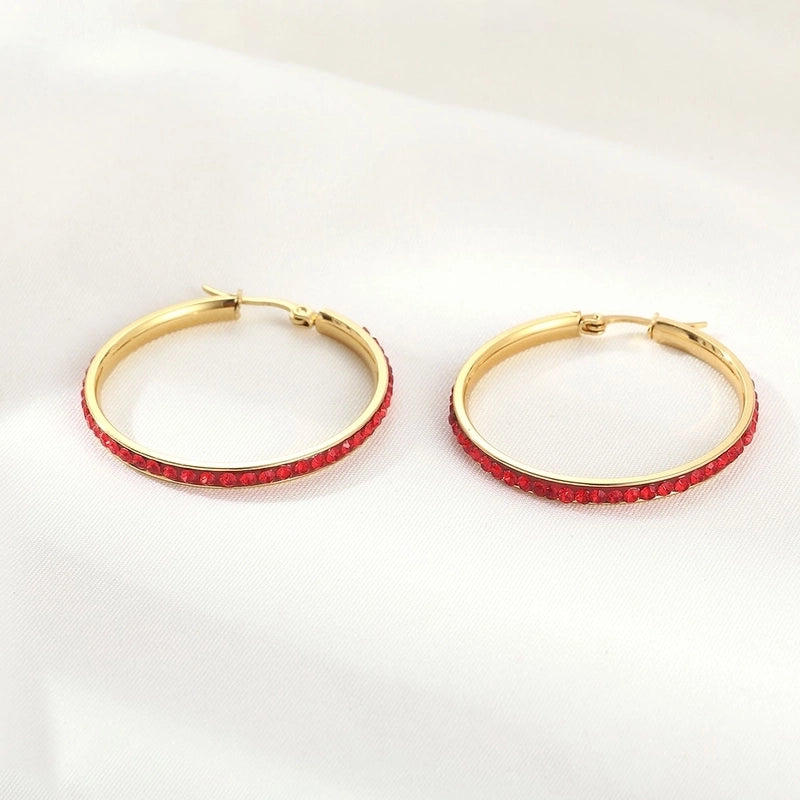 1 Pair Elegant Minimalist Streetwear Round 304 Stainless Steel 18K Gold Plated Stainless Steel Earrings