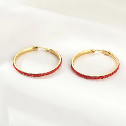 1 Pair Elegant Minimalist Streetwear Round 304 Stainless Steel 18K Gold Plated Stainless Steel Earrings