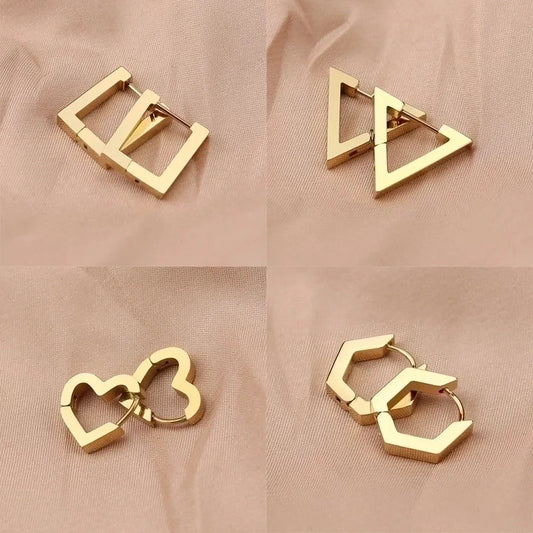 1 Pair Minimalist Triangle Hexagon Plating 304 Stainless Steel 18K Gold Plated Stainless Steel Earrings