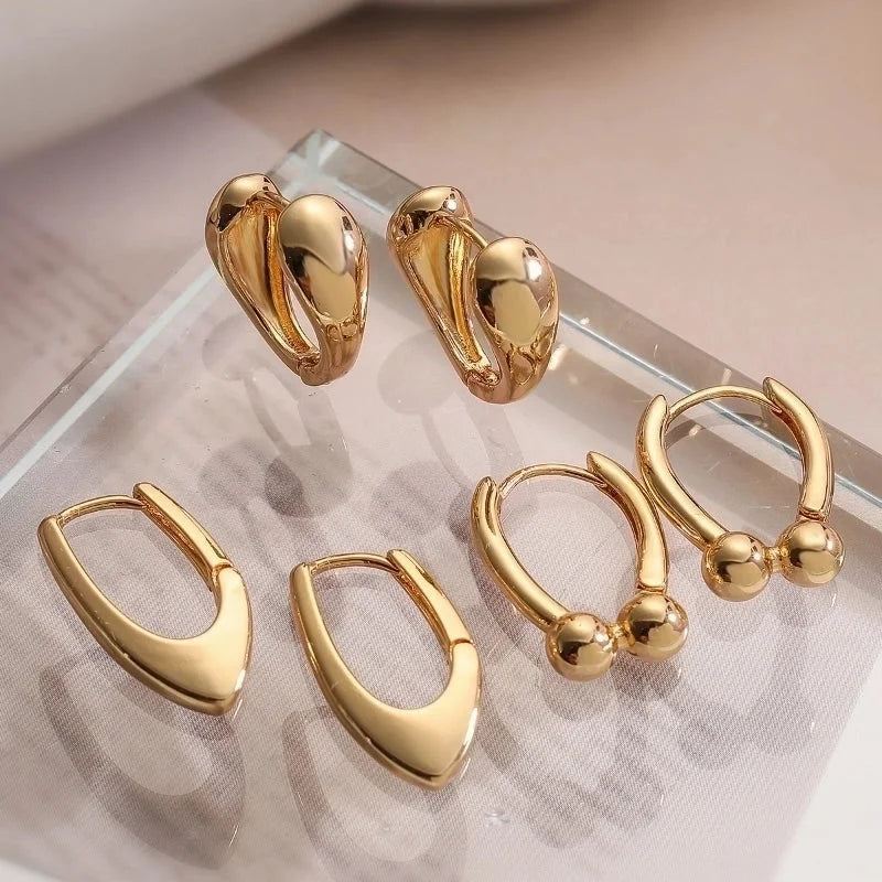 1 Pair Minimalist Commute Geometric Copper 18K Gold Plated Earrings