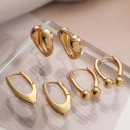 1 Pair Minimalist Commute Geometric Copper 18K Gold Plated Earrings