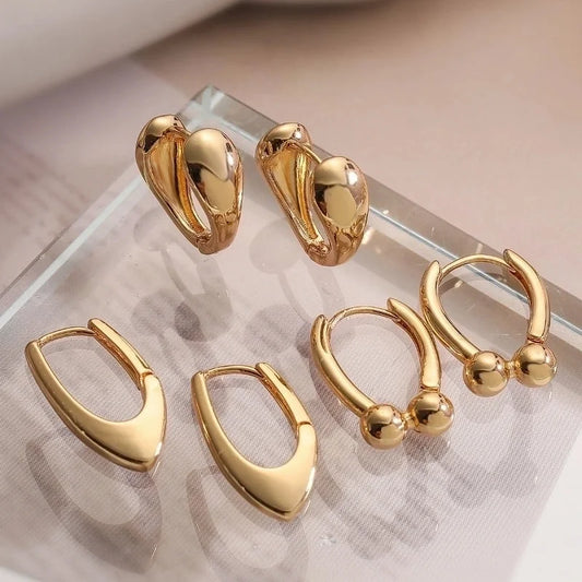 1 Pair Minimalist Commute Geometric Copper 18K Gold Plated Earrings