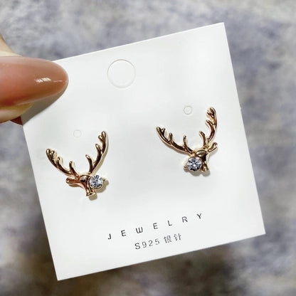 1 Pair Fashion Leaf Flower Bow Knot Imitation Pearl Alloy Rhinestones Earrings