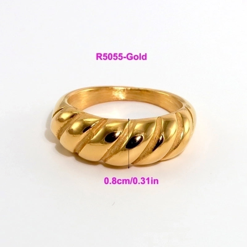 316L Stainless Steel 18K Gold Plated Modern Style Classic Style Shiny Metallic Water Droplets Solid Color Open Rings Rings