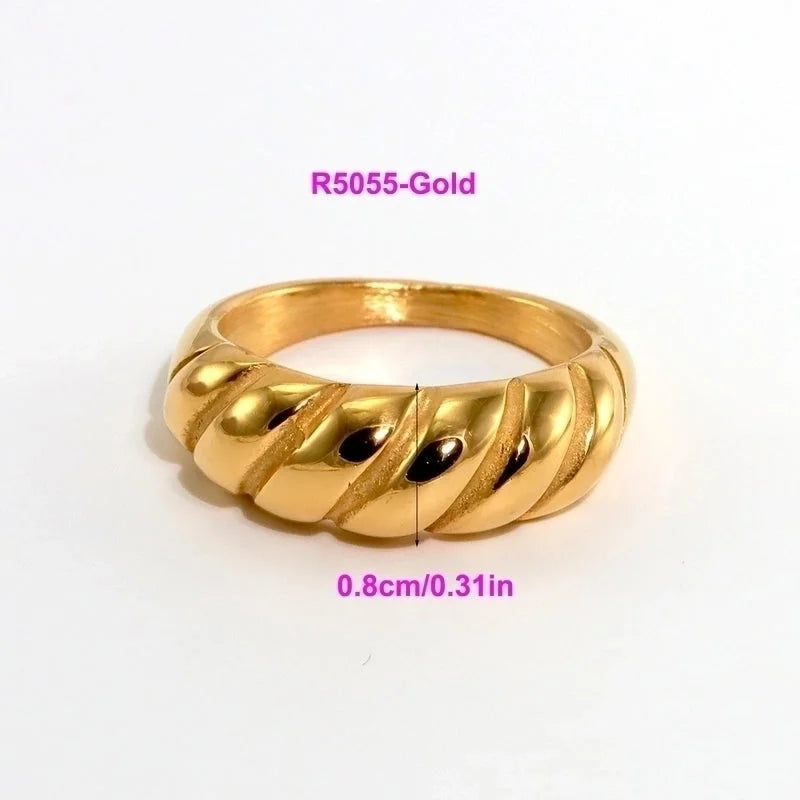 316L Stainless Steel 18K Gold Plated Modern Style Classic Style Shiny Metallic Water Droplets Solid Color Open Rings Rings