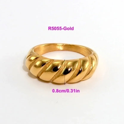 316L Stainless Steel 18K Gold Plated Modern Style Classic Style Shiny Metallic Water Droplets Solid Color Open Rings Rings