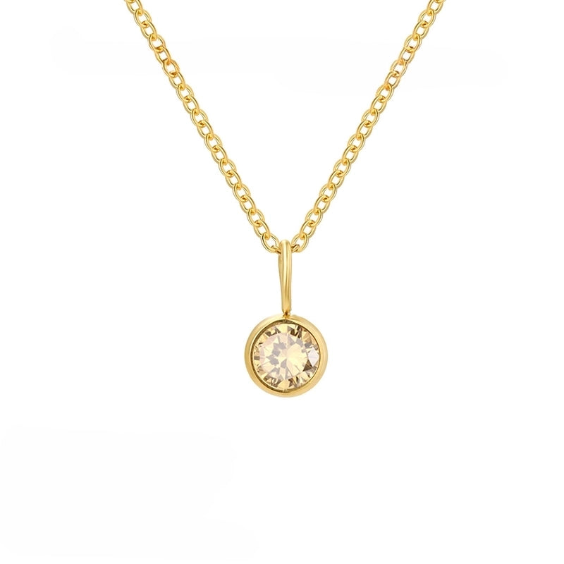 Minimalist Geometric Round 201 Stainless Steel Birthstone Gold Plated Plating Inlay Pendant Necklace