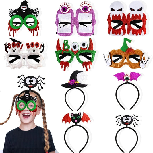 Halloween Cute Spider Bat Plastic Felt Cloth Party Festival Headband Glasses