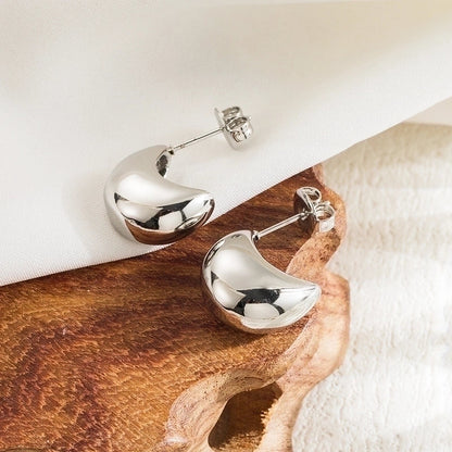 1 Pair Casual Minimalist Commute Round Solid Color Plating 304 Stainless Steel 18K Gold Plated Ear Studs