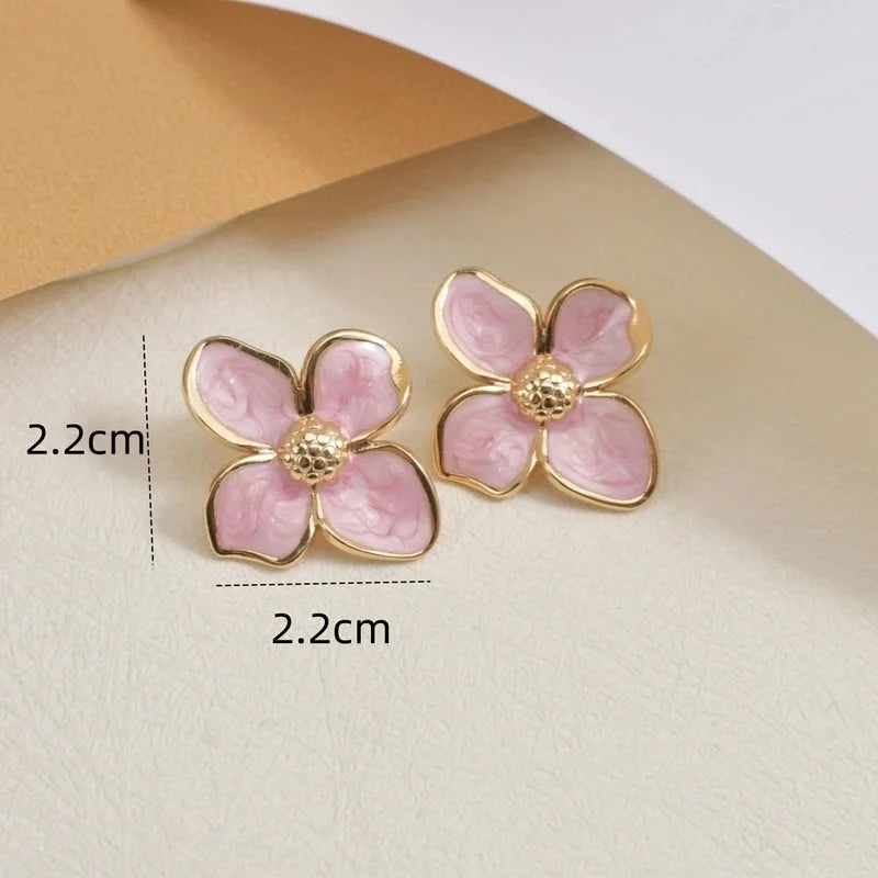 1 Pair Casual Pastoral Minimalist Flower 304 Stainless Steel Ear Studs