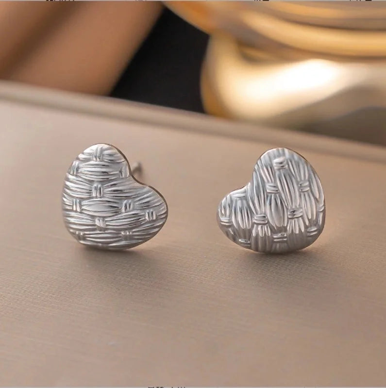 1 Pair Minimalist Star Heart Shape Plating Titanium Steel Drop Earrings Ear Studs