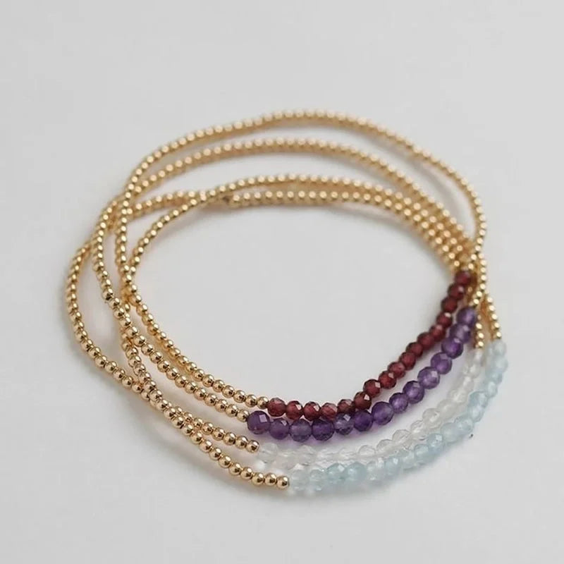 Natural Stone Copper Beaded Knitting Geometric Bracelets