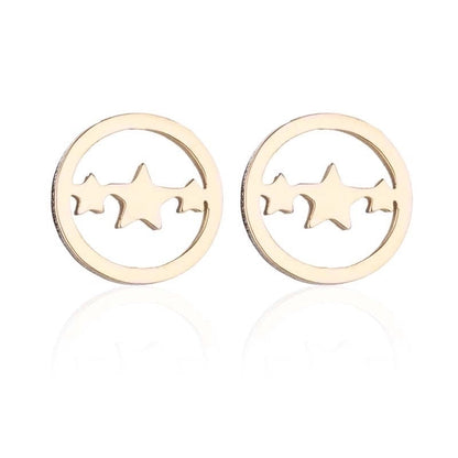1 Pair Fashion Star Moon Tree Plating Hollow Out 304 Stainless Steel 18K Gold Plated Ear Studs