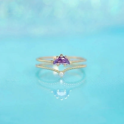 Small Dinosaur 18k Gold Colored Zircon Copper Ring