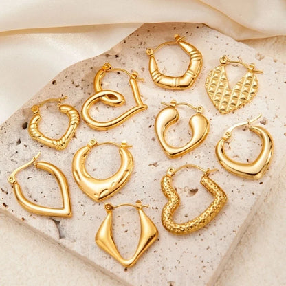 1 Pair Minimalist Heart Shape Titanium Steel Hoop Earrings