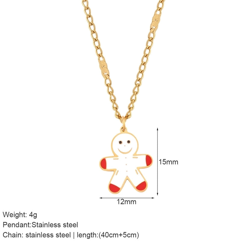 Nordic Style Classic Style Gingerbread Moon 316L Stainless Steel Plating Pendant Necklace