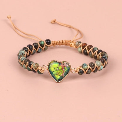 1 Piece Minimalist Heart Shape Turquoise Glass Knitting Bracelets