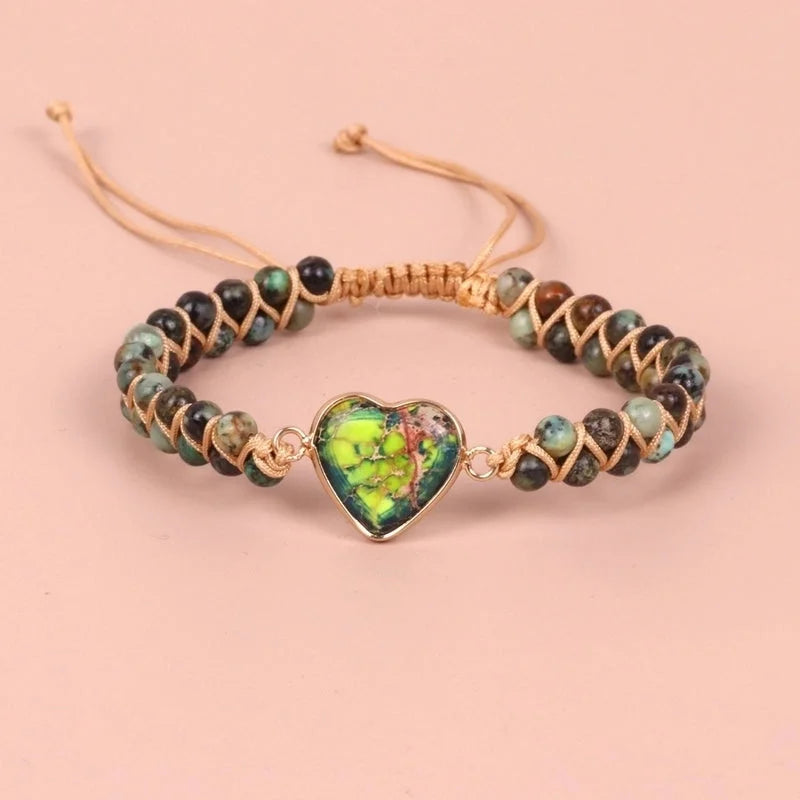 1 Piece Minimalist Heart Shape Turquoise Glass Knitting Bracelets