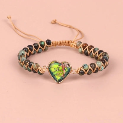 1 Piece Minimalist Heart Shape Turquoise Glass Knitting Bracelets