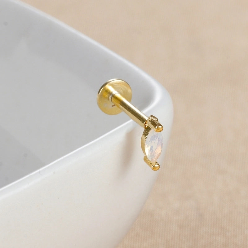 1 Piece Ear Cartilage Rings & Studs IG Style Minimalist Geometric Copper Inlay Gem Zircon Ear Cartilage Rings & Studs