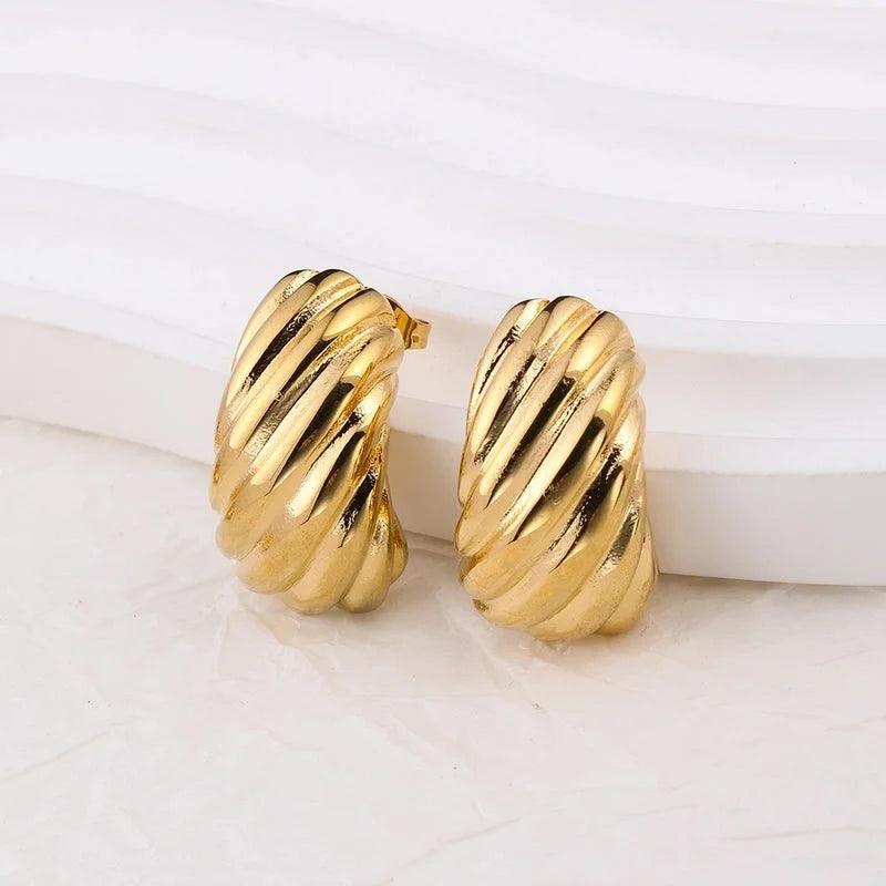 1 Pair IG Style Geometric Plating 304 Stainless Steel Earrings