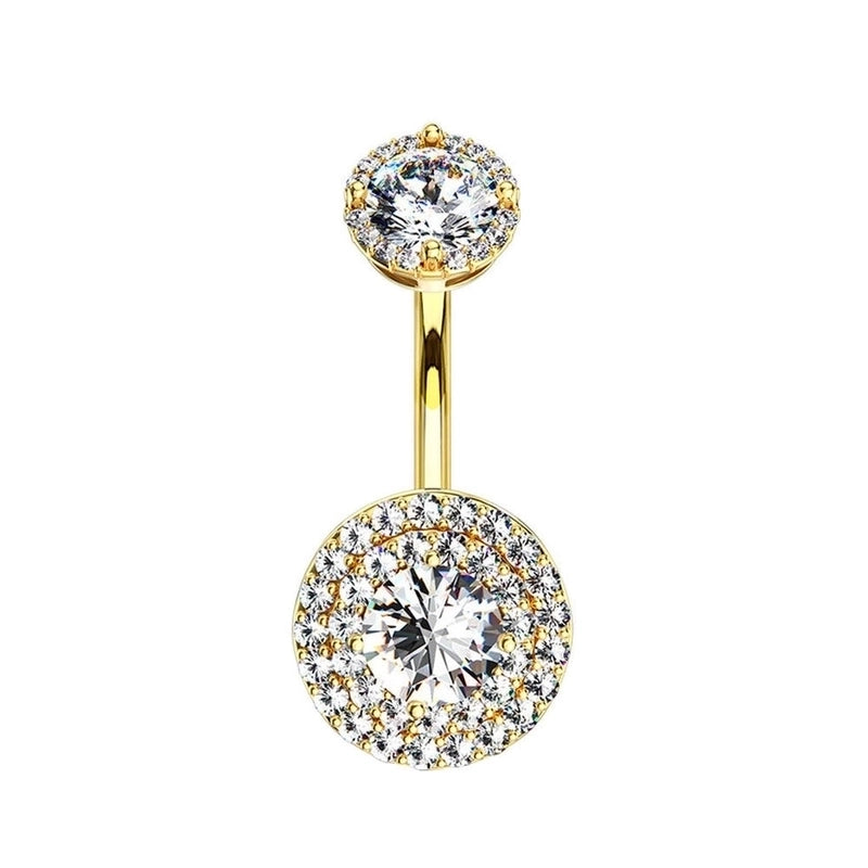 1 Piece Belly Rings Minimalist Moon 316 Stainless Steel Inlay Zircon