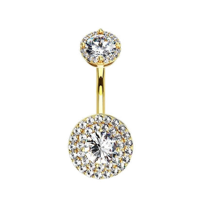 1 Piece Belly Rings Minimalist Moon 316 Stainless Steel Inlay Zircon