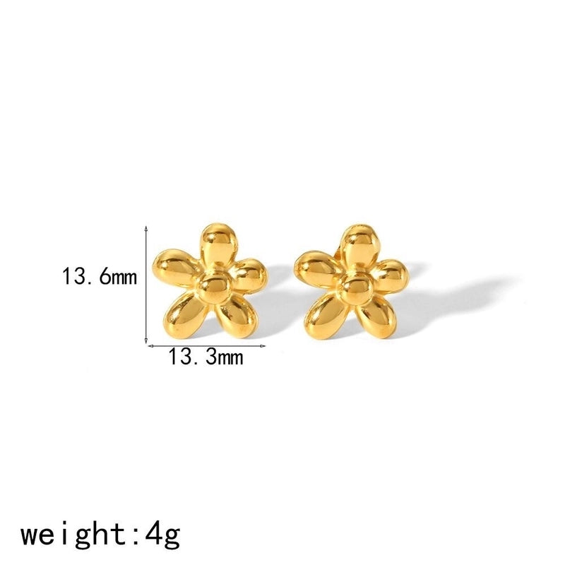 1 Pair Elegant Retro Flower Petal 304 Stainless Steel Drop Earrings