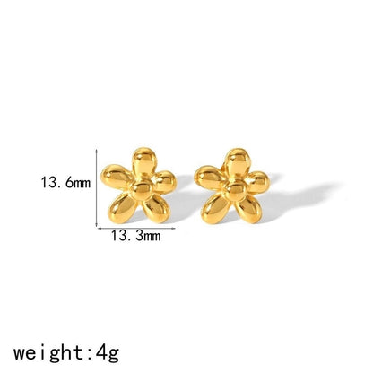 1 Pair Elegant Retro Flower Petal 304 Stainless Steel Drop Earrings