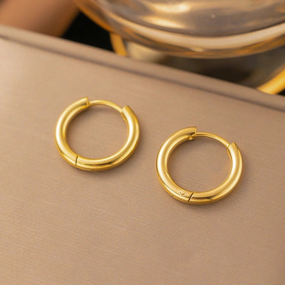 1 Pair Minimalist Geometric Round Solid Color Plating Titanium Steel Earrings Ear Studs