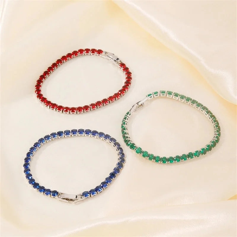 Copper Minimalist Shiny Inlay Geometric Zircon Bracelets Tennis Bracelet