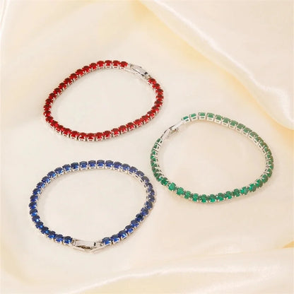 Copper Minimalist Shiny Inlay Geometric Zircon Bracelets Tennis Bracelet